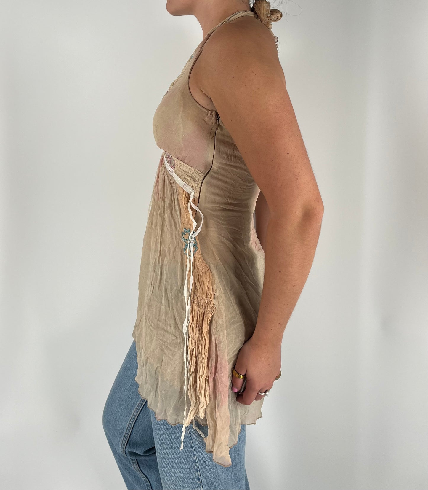 100% Silk Unique Beaded Fairy Tunic/Mini Dress