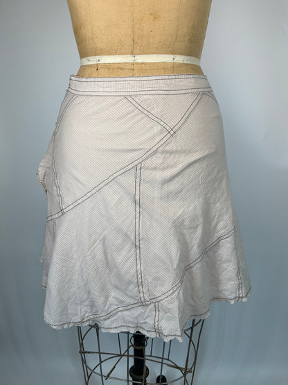 Made in France Ruffle 100% Cotton Skirt with Contrast Stitching