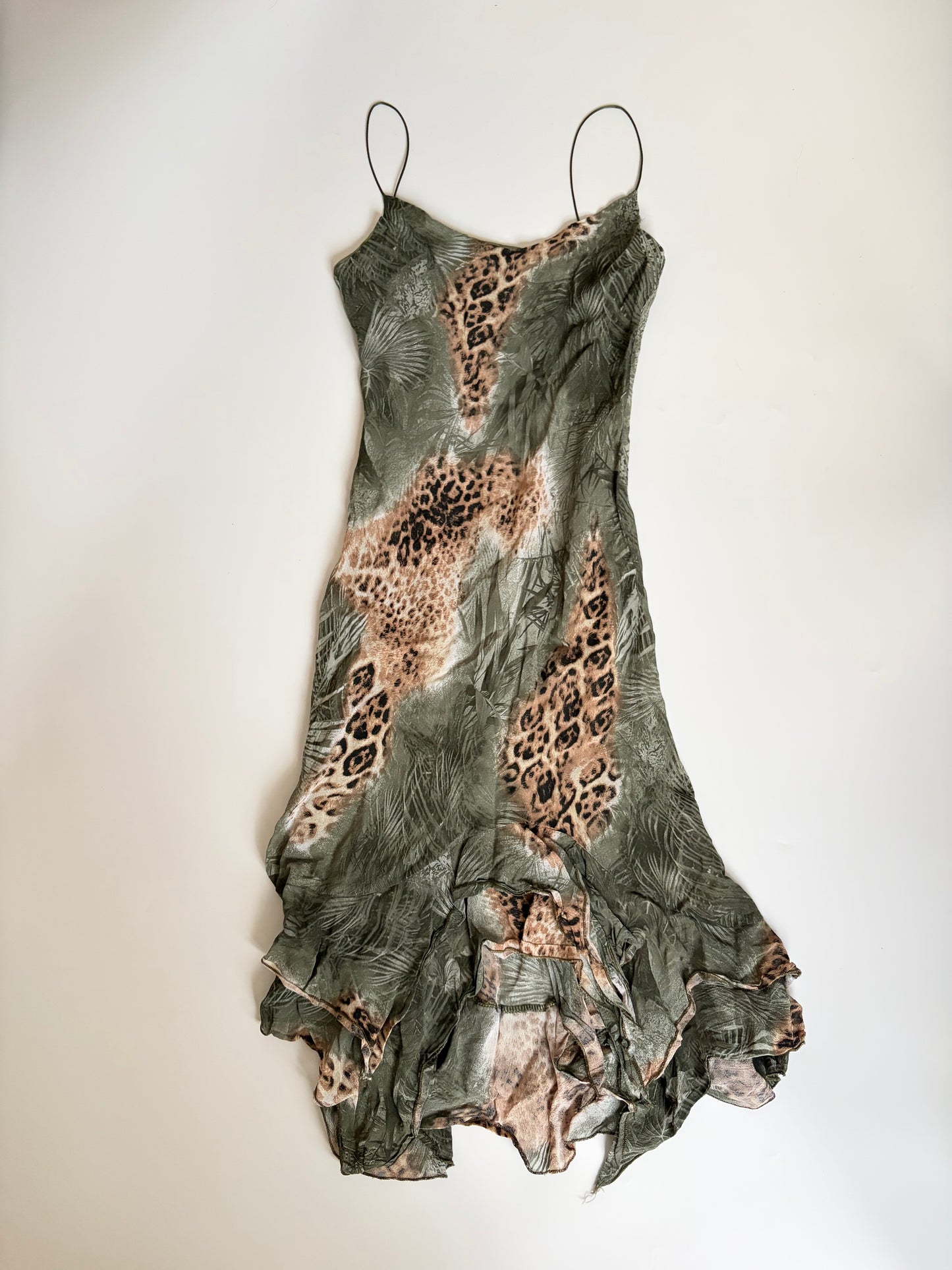 Euro Made in France Leopard Print Dress with Ruffle Hem
