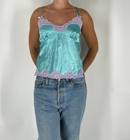 Cotton Candy Colored Satin Lace Cami