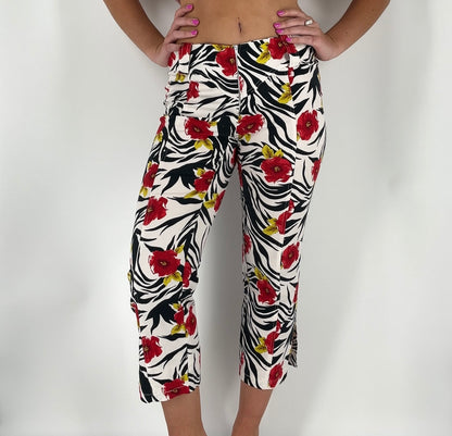 Made in Italy Zebra Floral Capri Pants