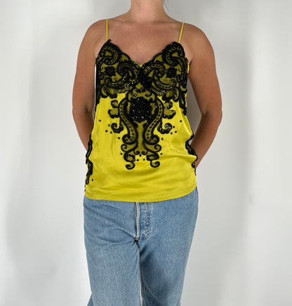 100% Silk Handmade Tank With Appliqués and Gems