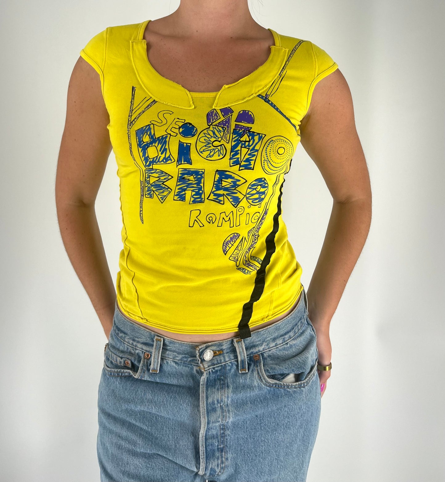 Graphic Tee With Abstract Stitching