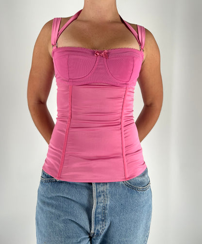 Made in Italy Satin Corset with Romantic Neckline