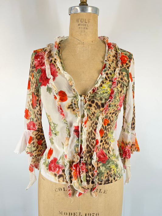 Cavalli-Style Ruffle Button Up Top