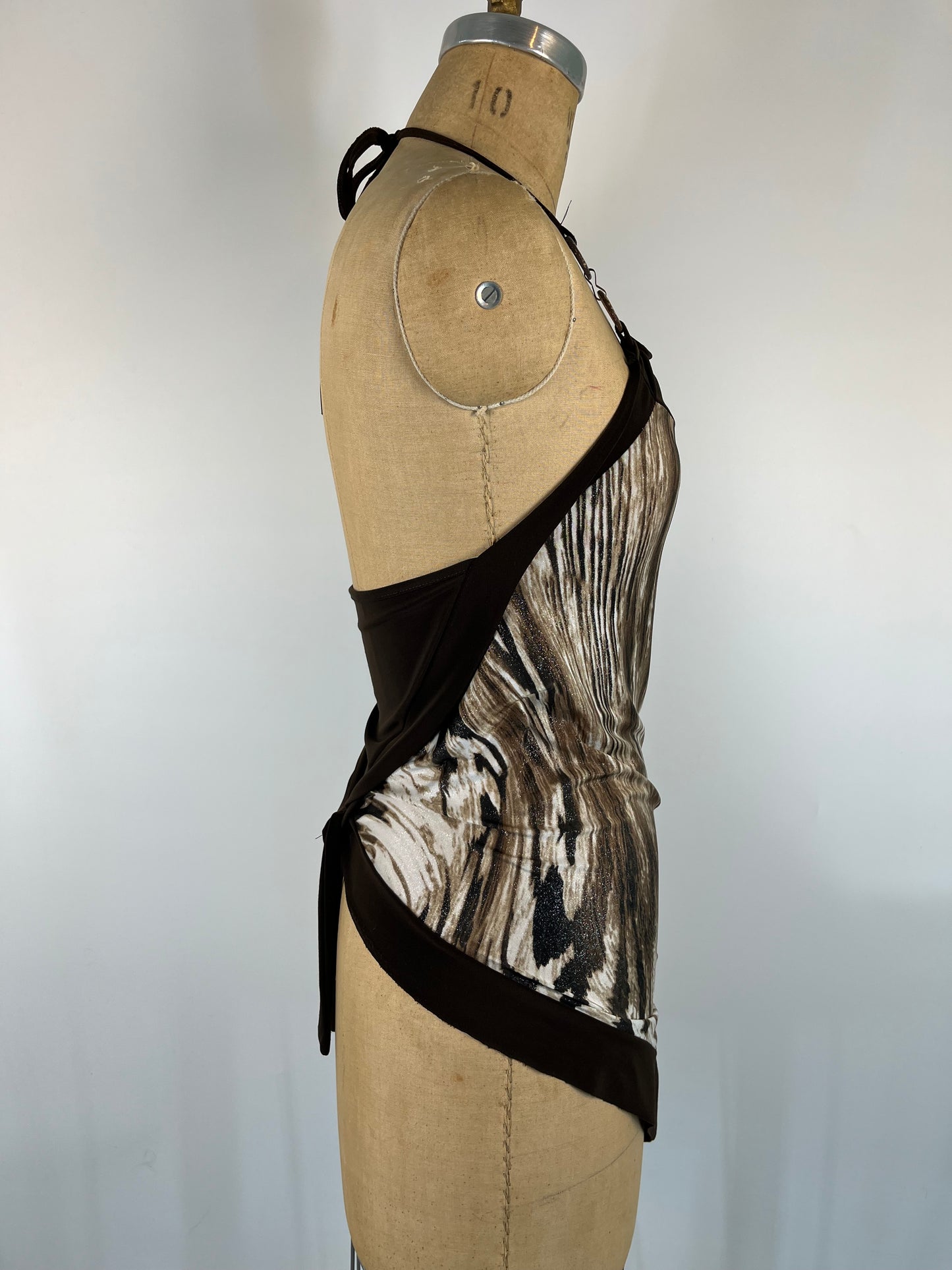Animal Print Halter Top With O-Ring Accents