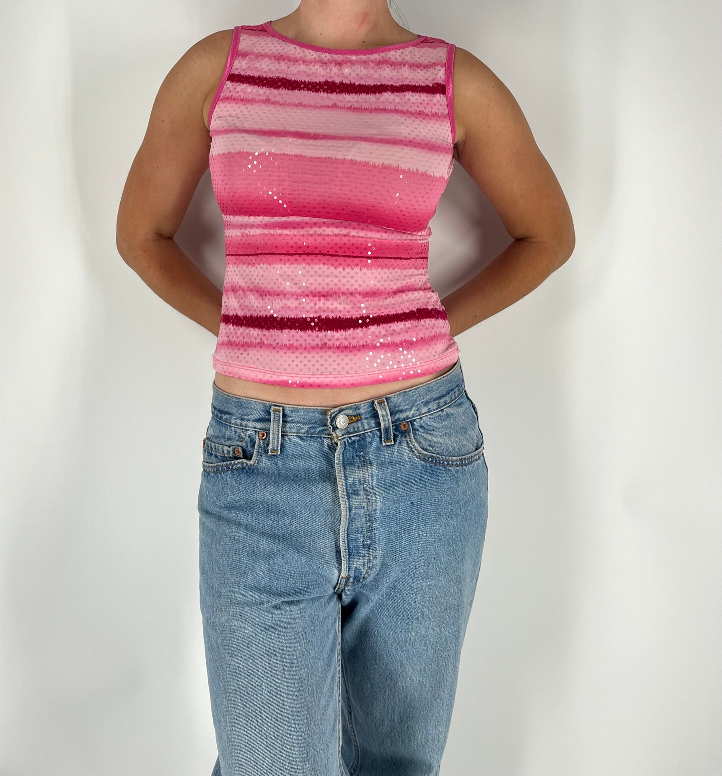 Retro Striped Tank With Subtle Shine