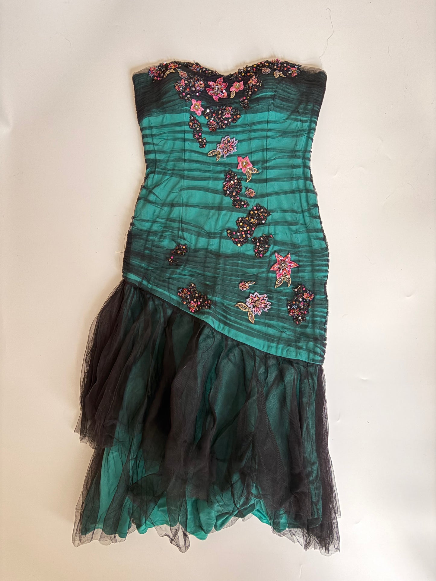 Euro Tulle Formal Dress with Floral Appliques