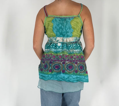 Abstract Print Mixed Media Top