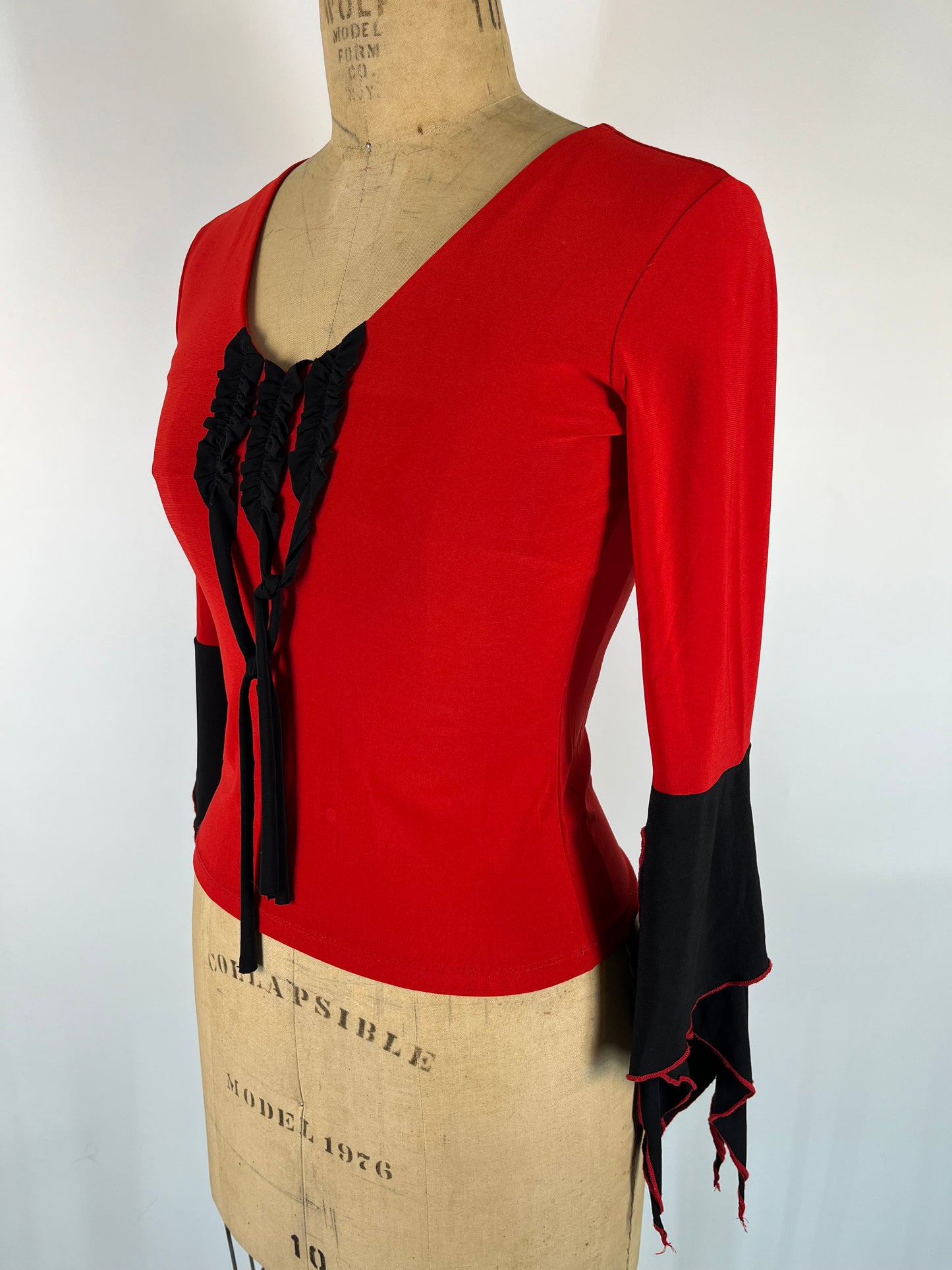 Unique Top With Ruffle Sleeves