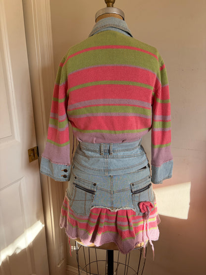 Made in Italy Denim Crochet Mini Skirt and Jacket Set