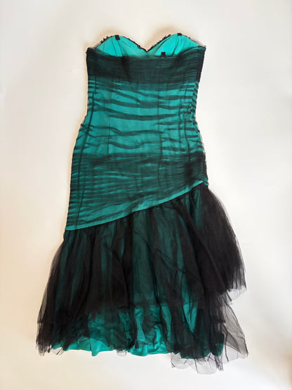 Euro Tulle Formal Dress with Floral Appliques