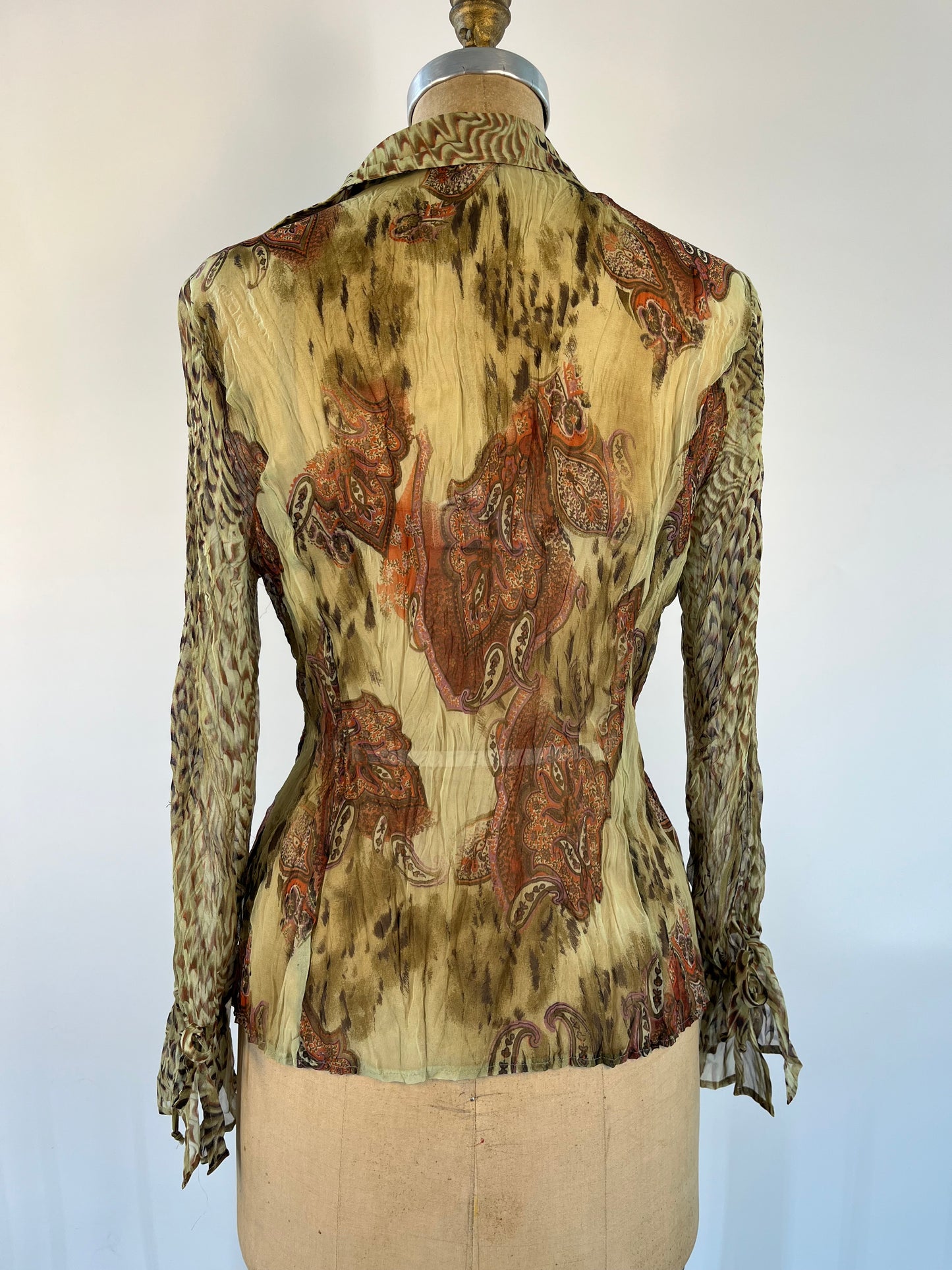 Sheer Button Up With Paisley Print