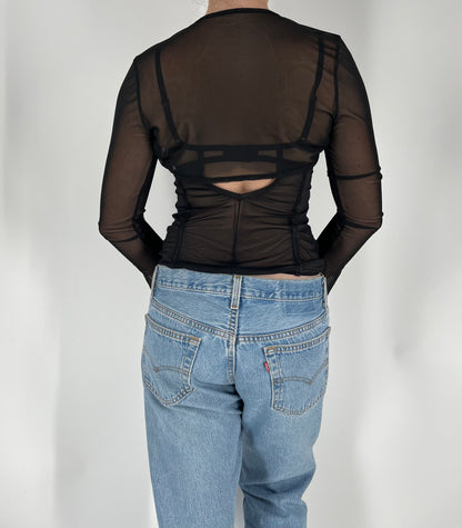 Black Mesh Corset With Matching Bell Sleeve Bolero