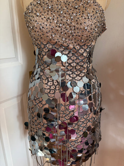 Euro Fish Scale Sequin Mini Dress