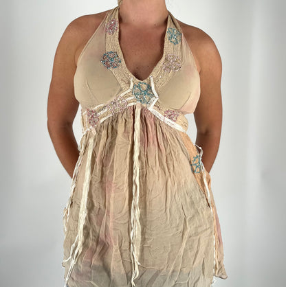 100% Silk Unique Beaded Fairy Tunic/Mini Dress