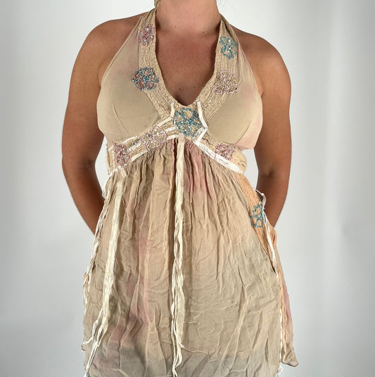 100% Silk Unique Beaded Fairy Tunic/Mini Dress