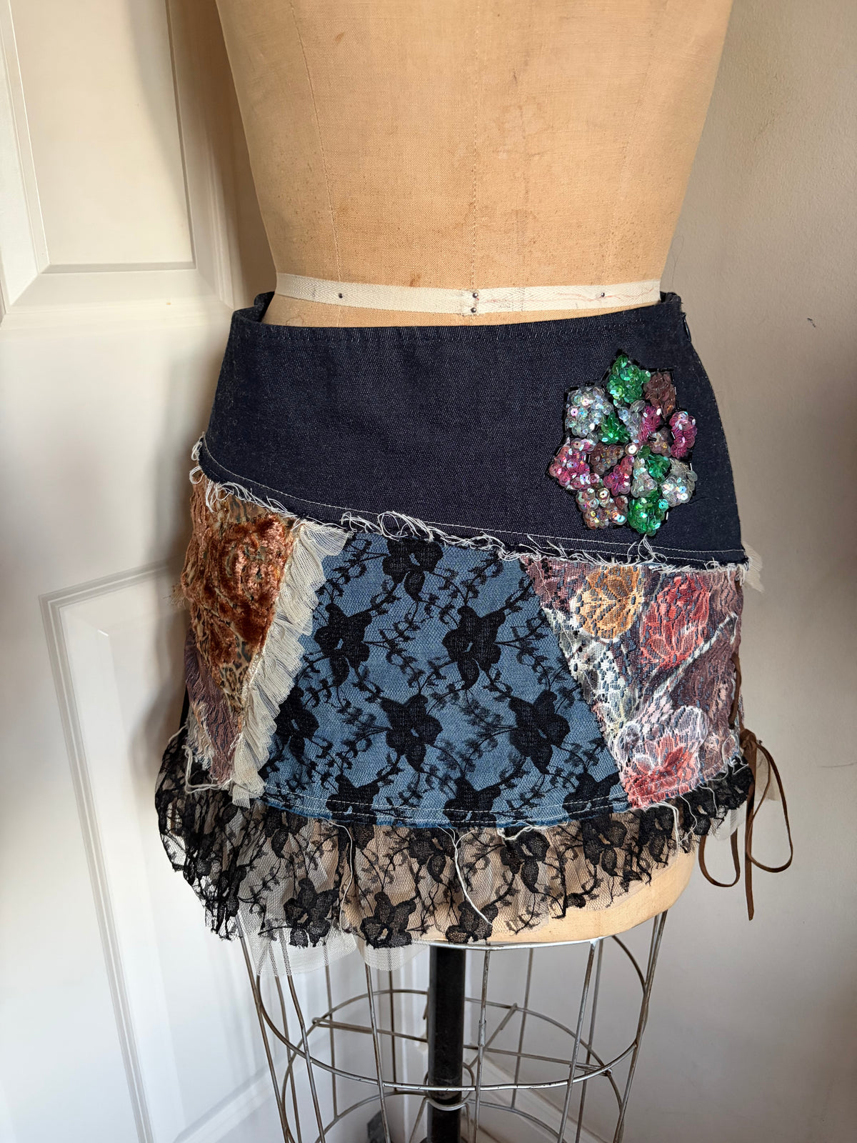 One of a Kind Patchwork Mini Skirt