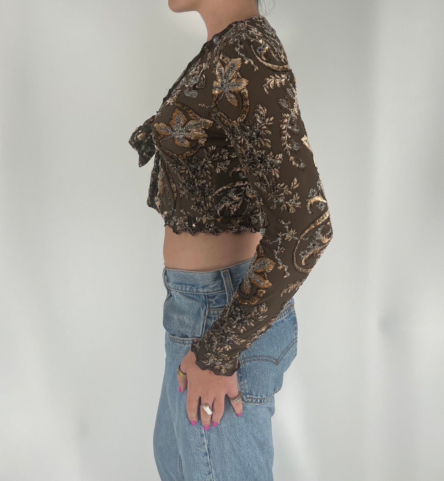 Made in Italy Floral Cardigan With Glitter