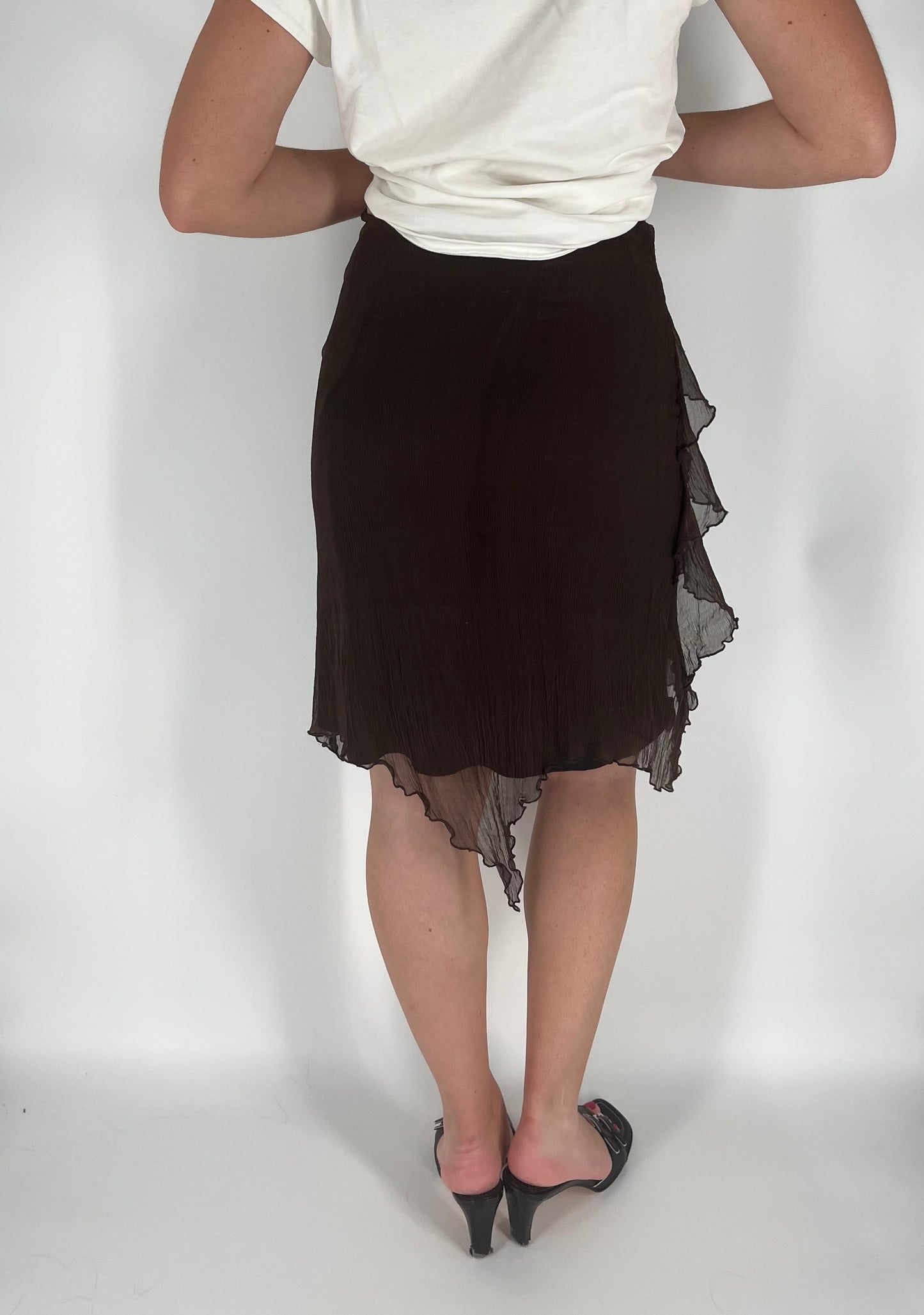 100% Silk Layered Skirt With Asymmetrical Hem