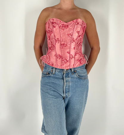 Y2K Sweetheart Corset With Lace Up Detail