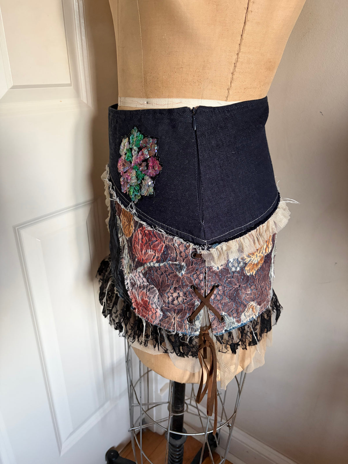 One of a Kind Patchwork Mini Skirt