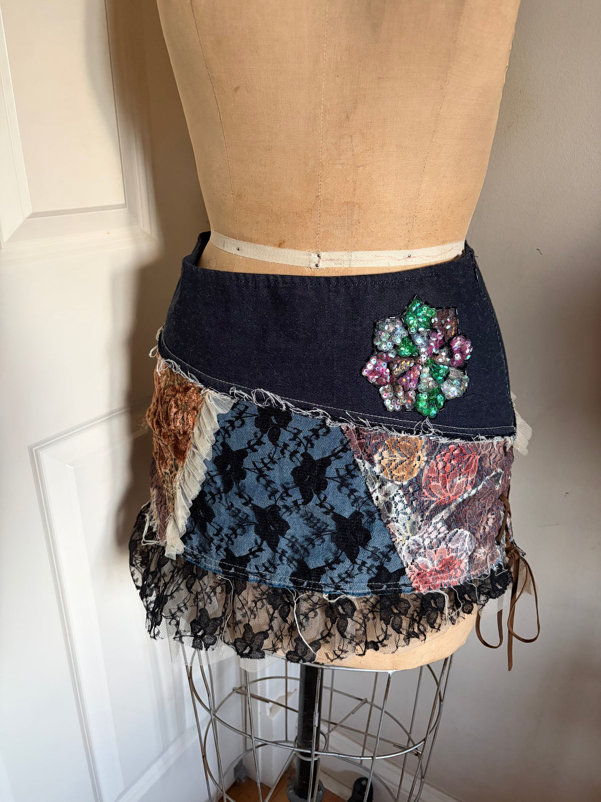 One of a Kind Patchwork Mini Skirt