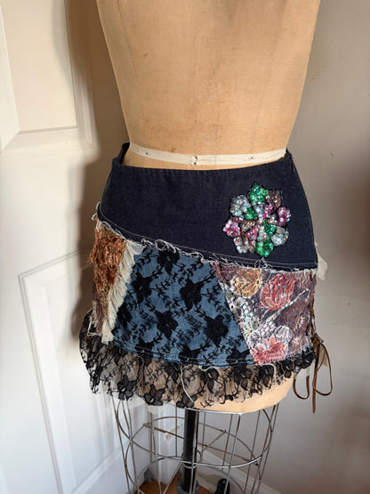 One of a Kind Patchwork Mini Skirt