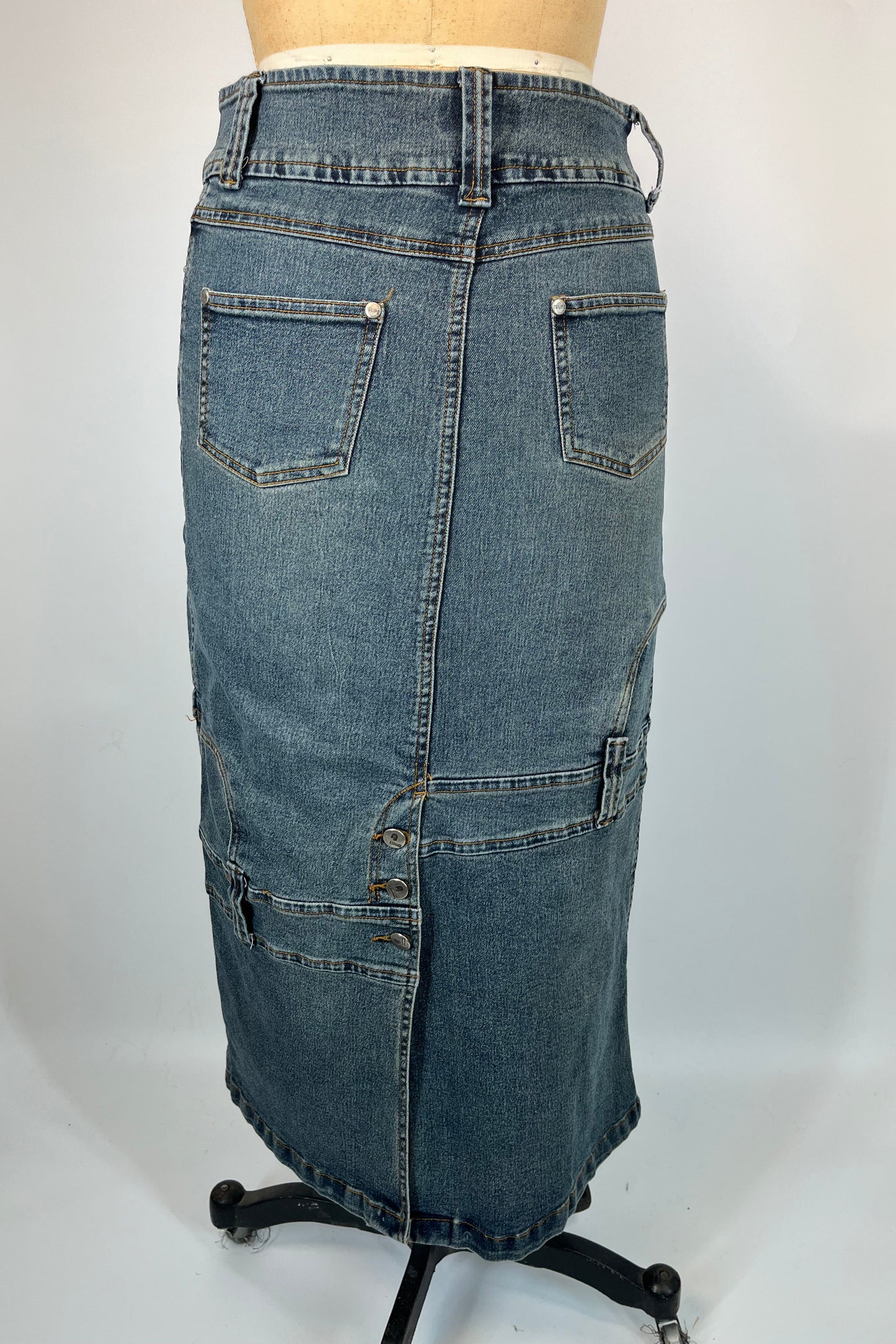 Irregular Denim Maxi Skirt