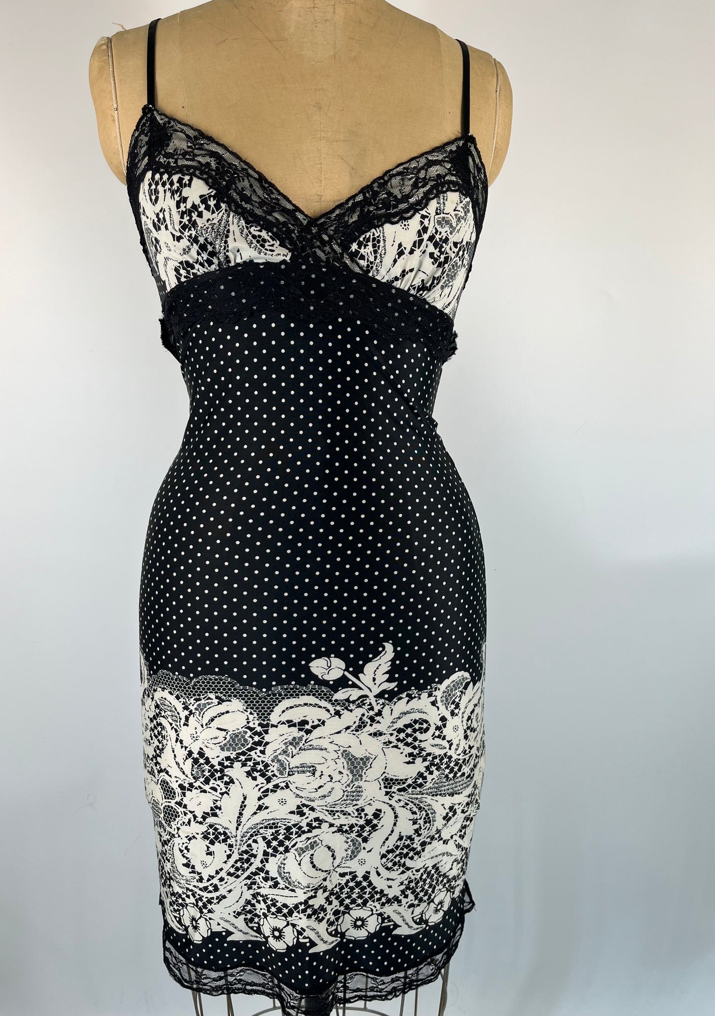 Made in France Polka Dot and Lace Print Dress