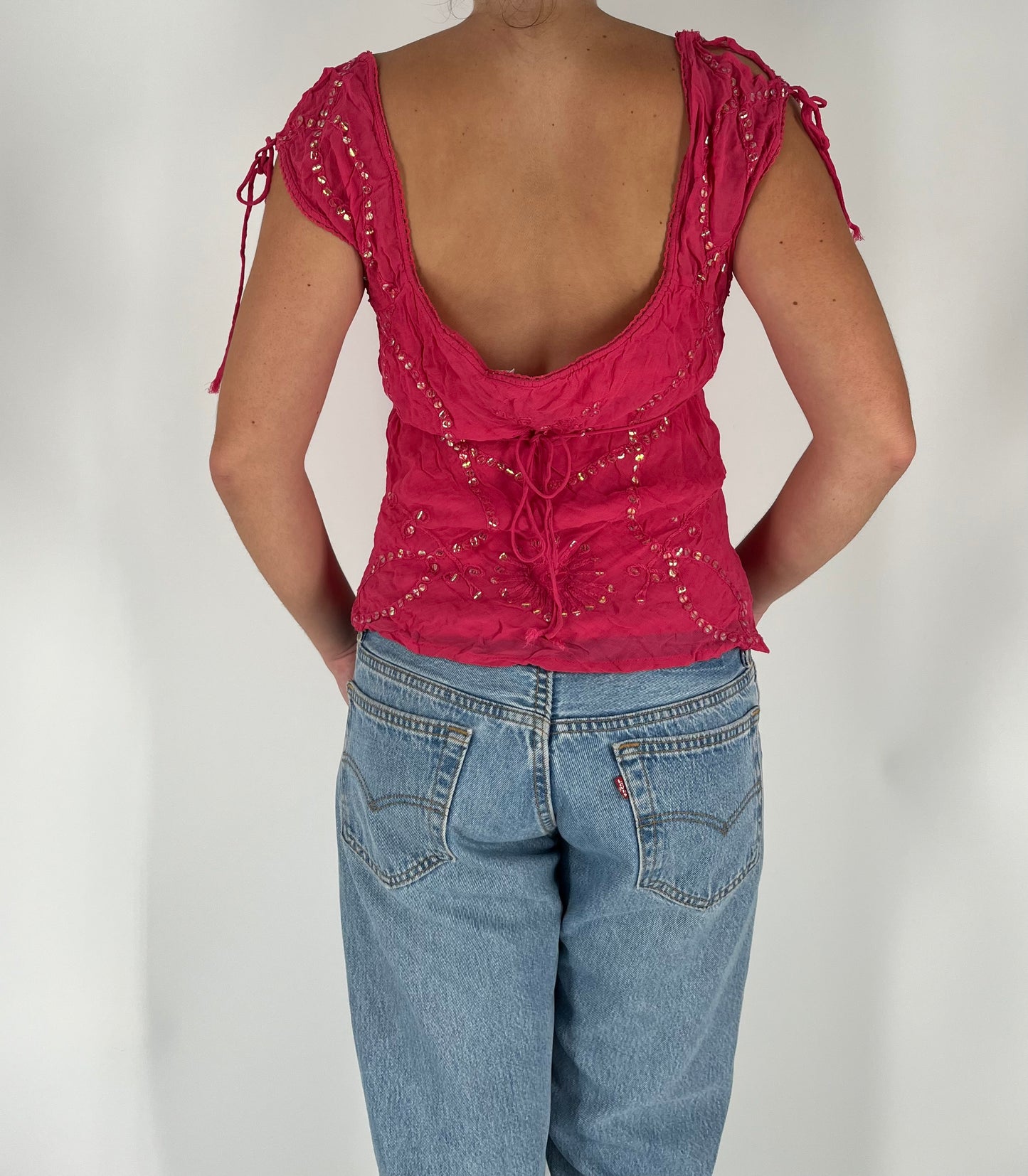 Made in India Sequin Top With Delicate Tie Details