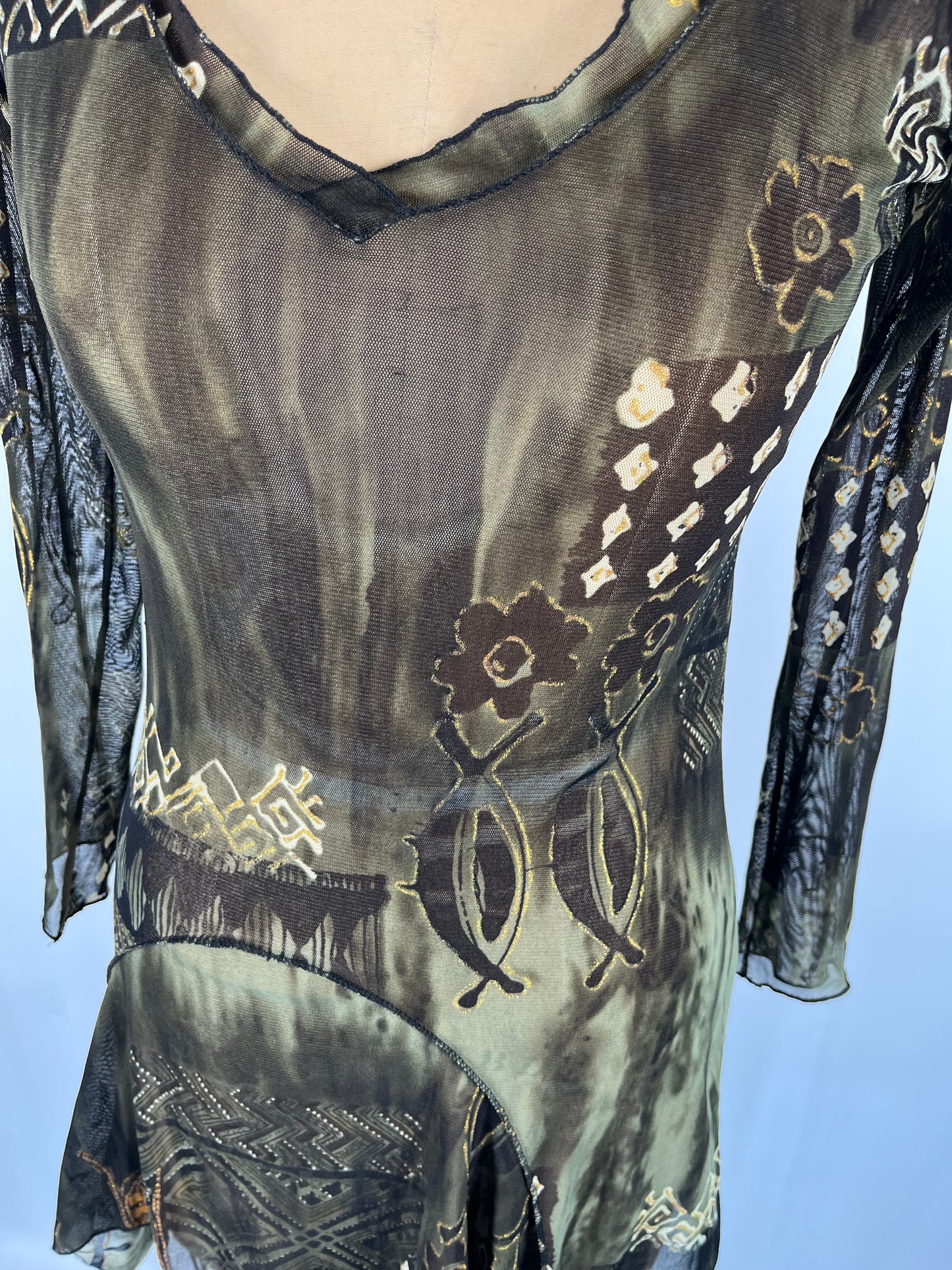 Mesh Printed Tunic With Sparkles