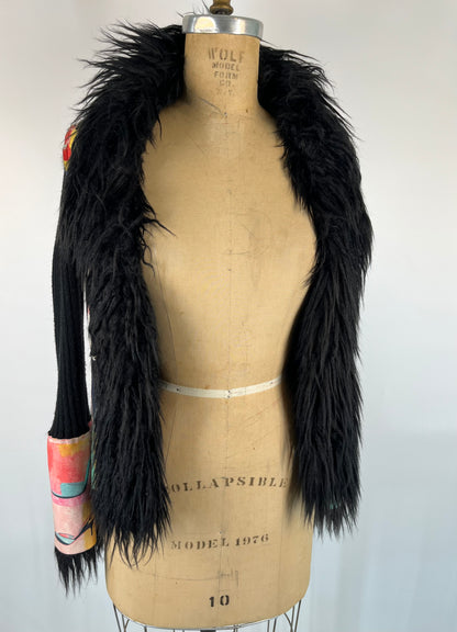 Pop Art Print Fur Sweater Jacket