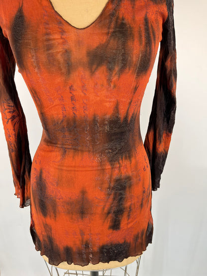 Mesh Tie Dye Long Sleeve Tunic