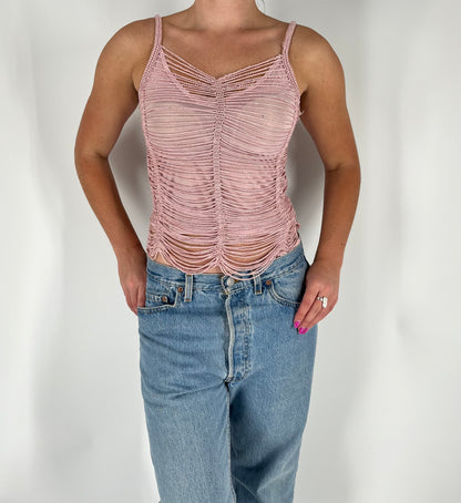 Morgan De Toi Slinky Crochet Tank With Beaded Accents