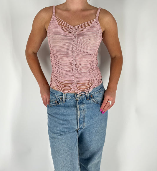 Morgan De Toi Slinky Crochet Tank With Beaded Accents