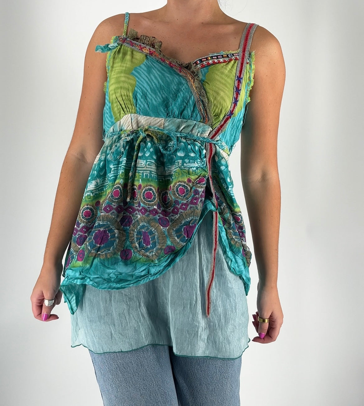 Abstract Print Mixed Media Top