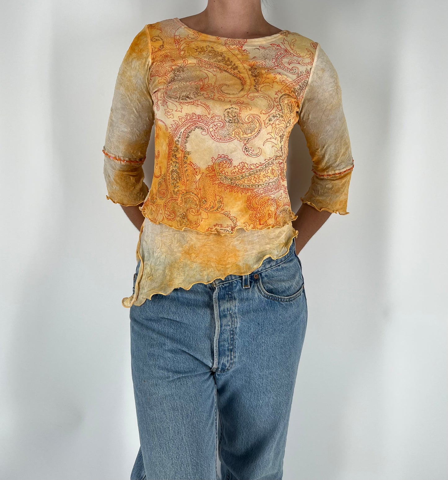 Asymmetrical Glitter Long Sleeve