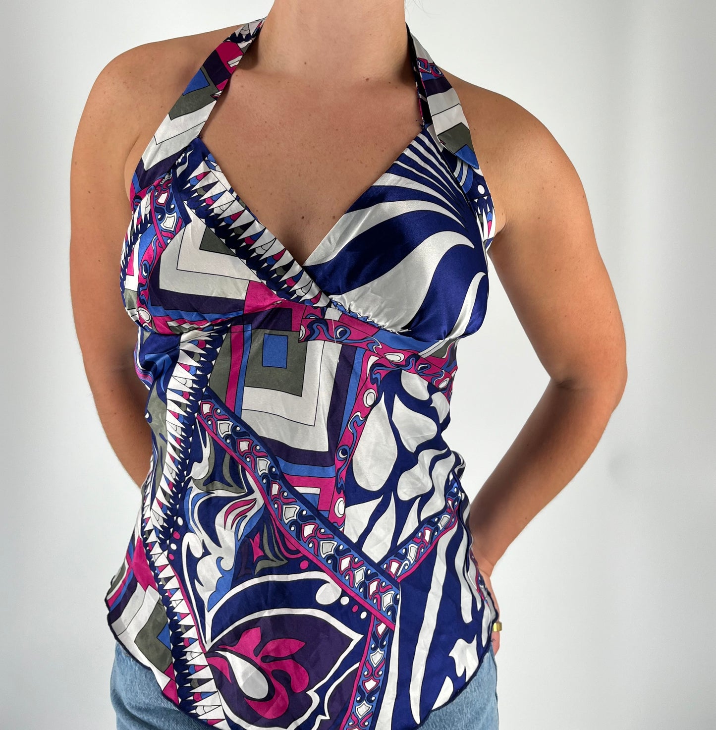 Pucci-Style Satin Halter Tank