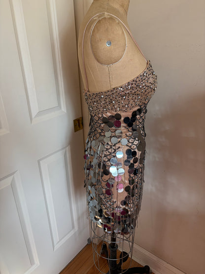 Euro Fish Scale Sequin Mini Dress