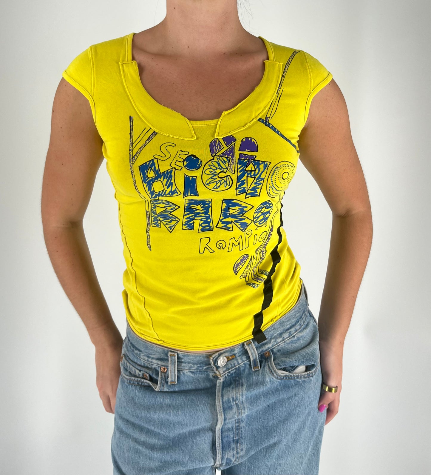 Graphic Tee With Abstract Stitching