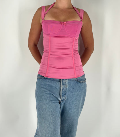 Made in Italy Satin Corset with Romantic Neckline