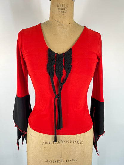 Unique Top With Ruffle Sleeves