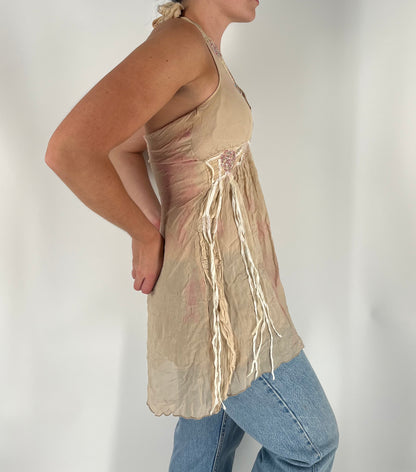 100% Silk Unique Beaded Fairy Tunic/Mini Dress