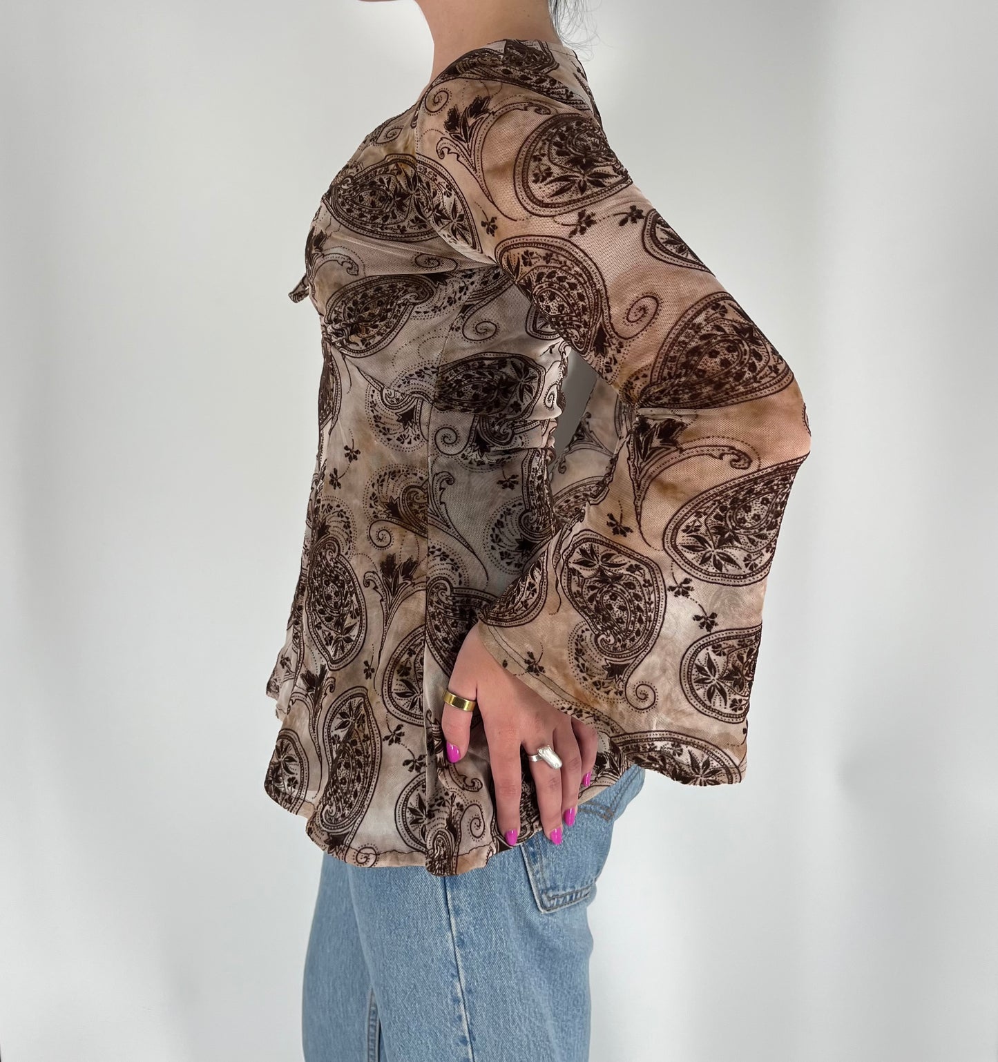 Paisley Long Sleeve With Bell Sleeves and a Babydoll Bodice