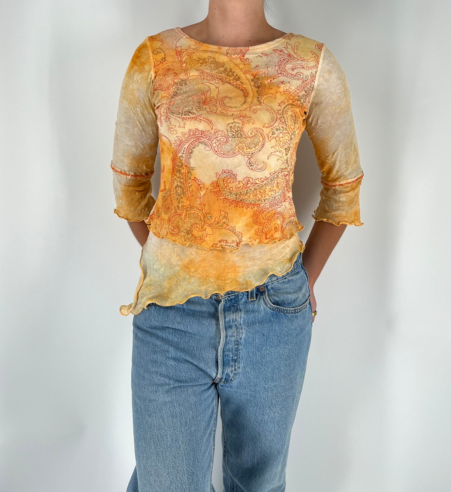 Asymmetrical Glitter Long Sleeve