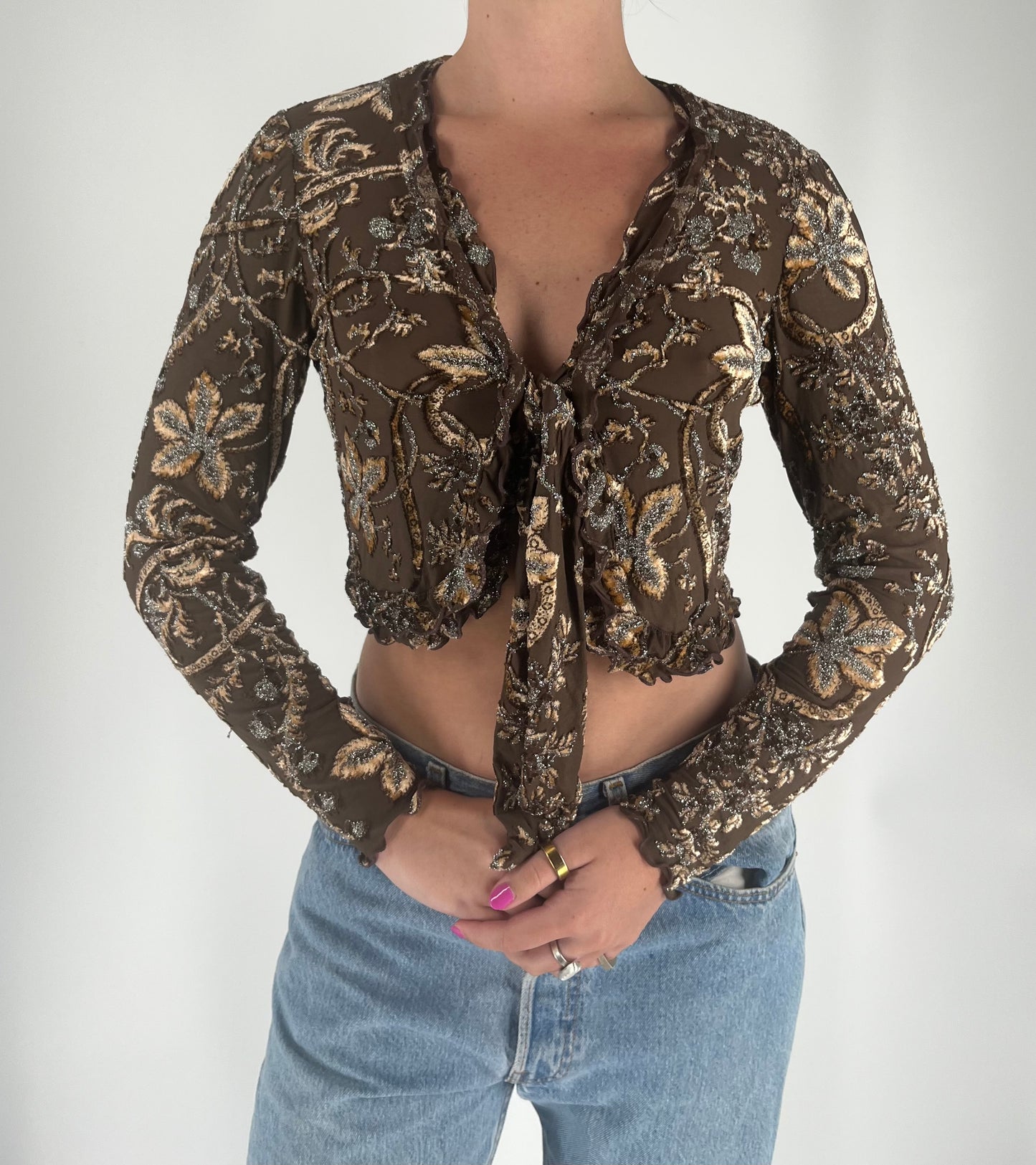 Made in Italy Floral Cardigan With Glitter