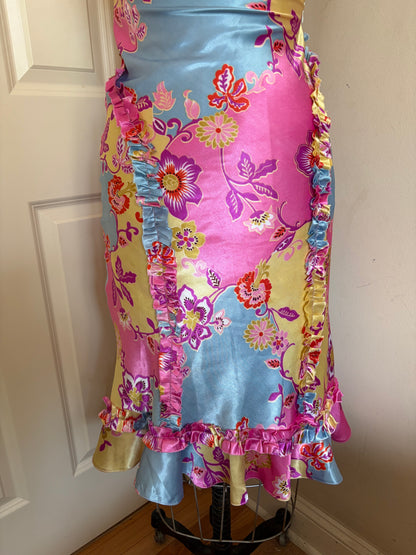 Euro Satin Midi Dress with Ruffles