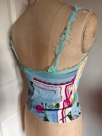 Made in Spain One of A Kind Patchwork Tank with Silk and Sequins