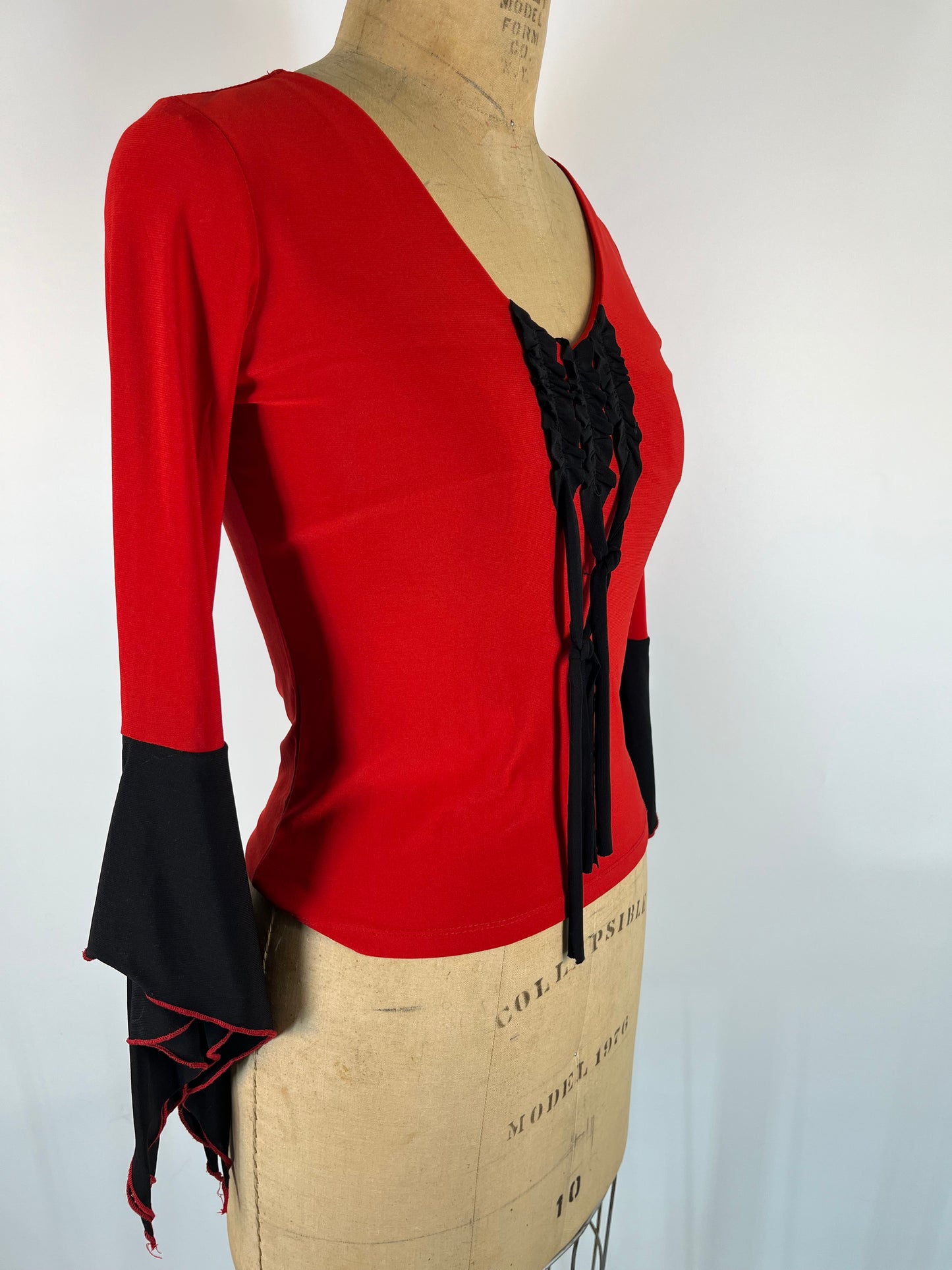 Unique Top With Ruffle Sleeves